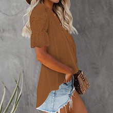 Laden Sie das Bild in den Galerie-Viewer, Einfarbiges Plissiertes Kurzarm-T-Shirt Für Damen