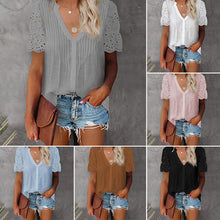 Laden Sie das Bild in den Galerie-Viewer, Einfarbiges Plissiertes Kurzarm-T-Shirt Für Damen