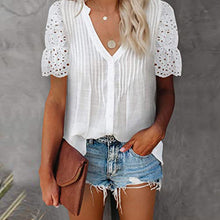 Laden Sie das Bild in den Galerie-Viewer, Einfarbiges Plissiertes Kurzarm-T-Shirt Für Damen