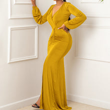 Laden Sie das Bild in den Galerie-Viewer, Einfarbiges Sexy Abendkleid Mit V-Ausschnitt