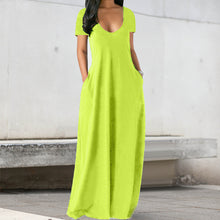 Laden Sie das Bild in den Galerie-Viewer, Einfarbiges Sexy Kleid Mit Tiefem V-Ausschnitt Für Damen