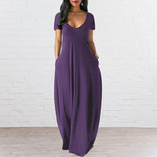 Laden Sie das Bild in den Galerie-Viewer, Einfarbiges Sexy Kleid Mit Tiefem V-Ausschnitt Für Damen