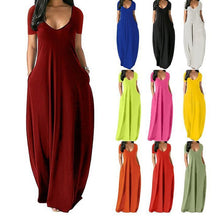Laden Sie das Bild in den Galerie-Viewer, Einfarbiges Sexy Kleid Mit Tiefem V-Ausschnitt Für Damen