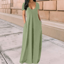 Laden Sie das Bild in den Galerie-Viewer, Einfarbiges Sexy Kleid Mit Tiefem V-Ausschnitt Für Damen
