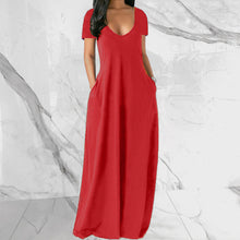 Laden Sie das Bild in den Galerie-Viewer, Einfarbiges Sexy Kleid Mit Tiefem V-Ausschnitt Für Damen