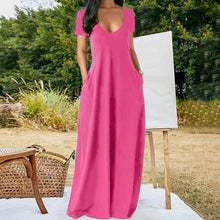 Laden Sie das Bild in den Galerie-Viewer, Einfarbiges Sexy Kleid Mit Tiefem V-Ausschnitt Für Damen