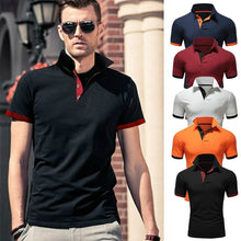 Laden Sie das Bild in den Galerie-Viewer, Einfarbiges kurzärmliges Poloshirt für Herren