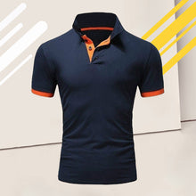 Laden Sie das Bild in den Galerie-Viewer, Einfarbiges kurzärmliges Poloshirt für Herren
