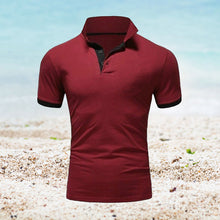 Laden Sie das Bild in den Galerie-Viewer, Einfarbiges kurzärmliges Poloshirt für Herren