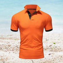 Laden Sie das Bild in den Galerie-Viewer, Einfarbiges kurzärmliges Poloshirt für Herren
