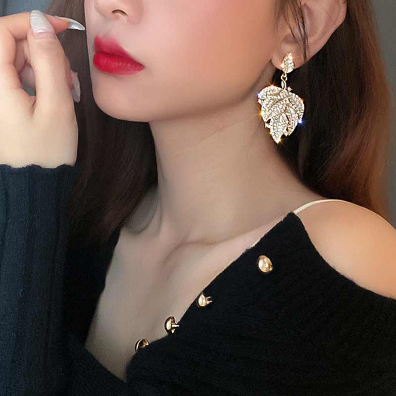 Elegante Diamant-Blatt-Ohrringe