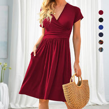 Laden Sie das Bild in den Galerie-Viewer, Elegantes Kleid mit V-Ausschnitt für Frühling und Sommer