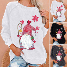 Laden Sie das Bild in den Galerie-Viewer, Lockeres Sweatshirt mit Weihnachtsmann-Schneeflockendruck