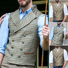 Laden Sie das Bild in den Galerie-Viewer, Karierte, zweireihige, schmale Cargoweste mit Anzugkragen