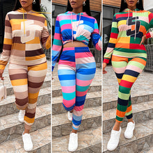 Laden Sie das Bild in den Galerie-Viewer, Lässig Gestreiftes 2-Teiliges Set