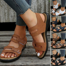 Laden Sie das Bild in den Galerie-Viewer, Lässige bequeme Damen-Sandalen aus Leder mit Klettverschluss
