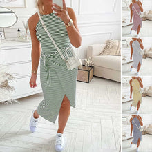 Laden Sie das Bild in den Galerie-Viewer, Sexy Gestreiftes Ärmelloses Damenkleid mit Schnürung