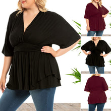 Laden Sie das Bild in den Galerie-Viewer, Lockeres Einfarbiges T-Shirt mit V-Ausschnitt