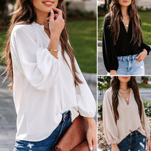 Laden Sie das Bild in den Galerie-Viewer, Lässige Bequeme Bluse mit V-Ausschnitt