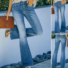 Laden Sie das Bild in den Galerie-Viewer, Damen Schlagjeans mit mehreren Knöpfen