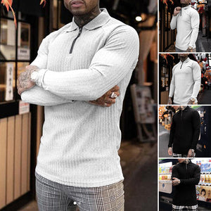 Poloshirts mit Viertelreißverschluss und langen Ärmeln für Herren