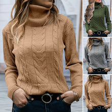 Laden Sie das Bild in den Galerie-Viewer, Einfarbiger Strickpullover mit Revers für Damen