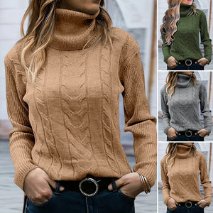 Einfarbiger Strickpullover mit Revers für Damen
