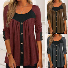 Laden Sie das Bild in den Galerie-Viewer, Langarm-Stretch-T-Shirt mit Rundhalsausschnitt