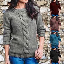 Laden Sie das Bild in den Galerie-Viewer, Damen Strickpullover mit Rundhalsausschnitt
