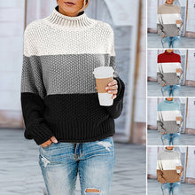 Laden Sie das Bild in den Galerie-Viewer, Modischer Rollkragenpullover mit Farbblock