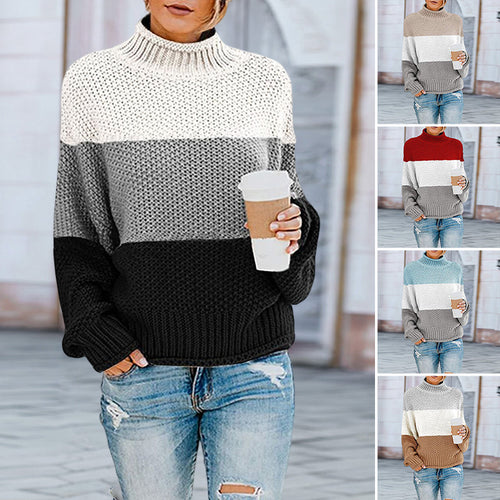 Modischer Rollkragenpullover mit Farbblock