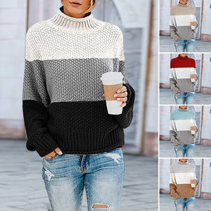 Modischer Rollkragenpullover mit Farbblock