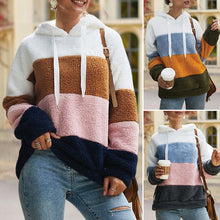 Laden Sie das Bild in den Galerie-Viewer, Kontrastfarbenes Kapuzen-Sweatshirt mit Kordelzug