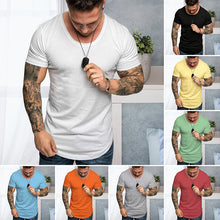Laden Sie das Bild in den Galerie-Viewer, Einfarbiges Lässiges Kurzärmeliges T-Shirt für Herren