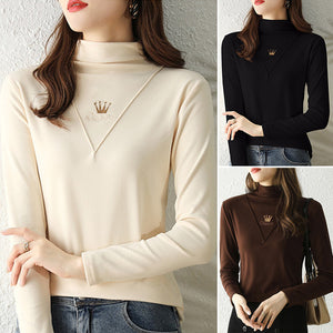 Lässige Langarm-Rollkragenpullover für Damen