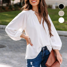 Laden Sie das Bild in den Galerie-Viewer, Lässige Bequeme Bluse mit V-Ausschnitt