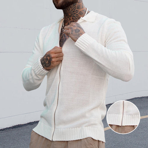Lässiger Langärmliger Strickpullover mit Reißverschluss für Herren
