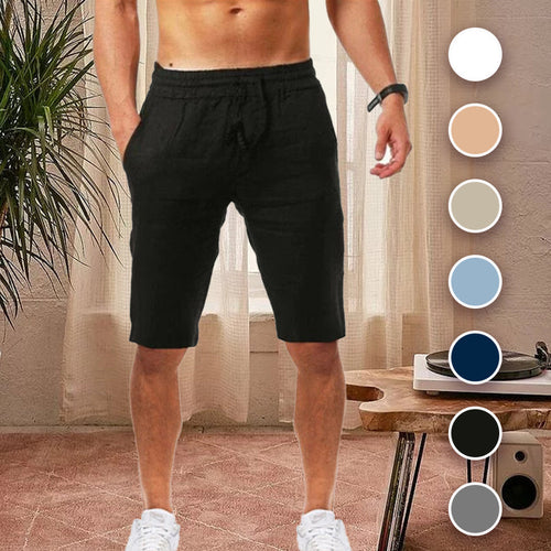 Lockere atmungsaktive Shorts aus Baumwolle und Leinen