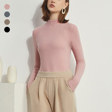 Laden Sie das Bild in den Galerie-Viewer, Einfarbiges Schmal geschnittenes T-Shirt mit halbem Rollkragen