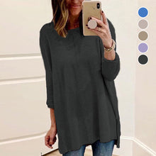 Laden Sie das Bild in den Galerie-Viewer, Langärmeliges T-Shirt mit Rundhalsausschnitt