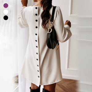 Kleid mit Rundhalsausschnitt und Metallschnalle