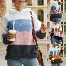 Laden Sie das Bild in den Galerie-Viewer, Kontrastfarbenes Kapuzen-Sweatshirt mit Kordelzug