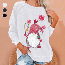 Laden Sie das Bild in den Galerie-Viewer, Lockeres Sweatshirt mit Weihnachtsmann-Schneeflockendruck