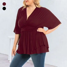 Laden Sie das Bild in den Galerie-Viewer, Lockeres Einfarbiges T-Shirt mit V-Ausschnitt