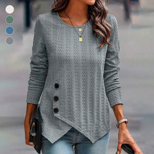 Langarm-Strickpullover mit Rundhalsausschnitt