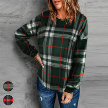 Laden Sie das Bild in den Galerie-Viewer, Rundhals-Langarm-Karo-Sweatshirt