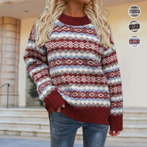 Weihnachten Gestreifter Strickpullover
