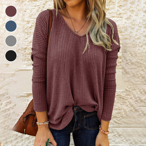 Modischer Strickpullover mit V-Ausschnitt