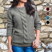 Laden Sie das Bild in den Galerie-Viewer, Damen Strickpullover mit Rundhalsausschnitt