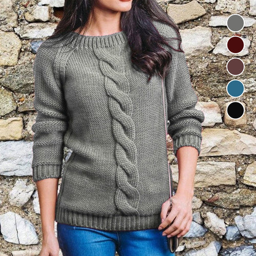Damen Strickpullover mit Rundhalsausschnitt